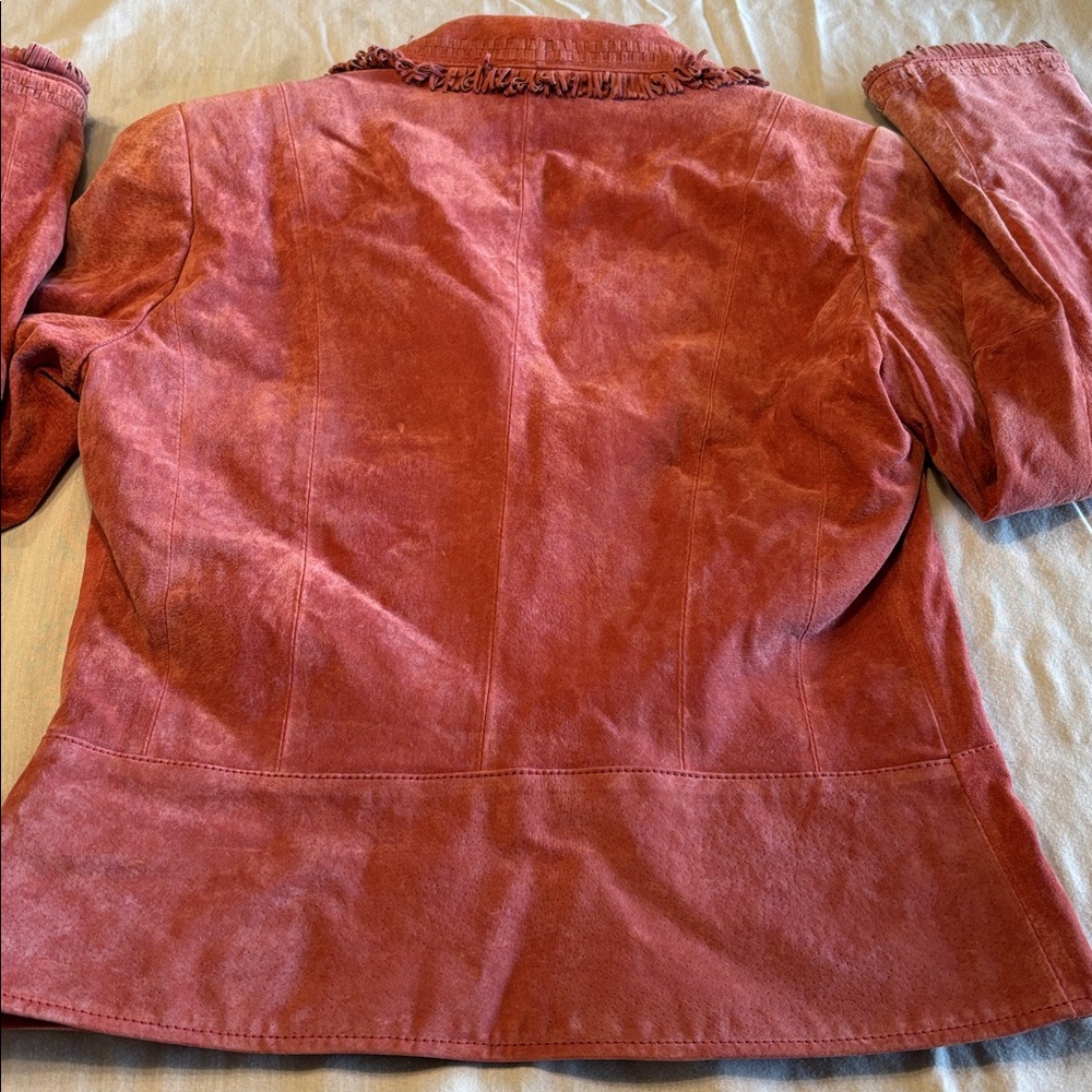 Pamela McCoy Fringed 100% leather Pink Blazer , S , $22 - Picture 5 of 6